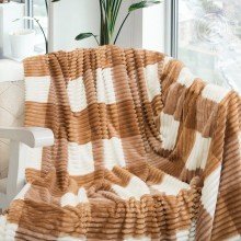 Плед 220х200 флис Квадро Карамель Плед 220х200 флис Квадро Карамель