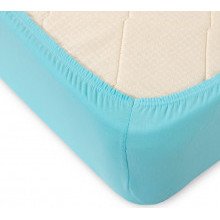 Простыня 160х200 на резинке трикотажная Голубой (140 г/кв.м)