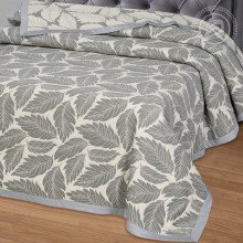 Покрывало 180х235 см жаккард Флора серая