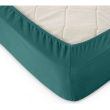 Простыня 120х200 на резинке трикотажная Яркая бирюза