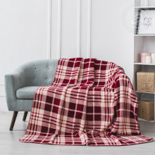 Плед 220х200 флис Клетка Белый-красный Плед 220х200 флис Клетка Белый-красный
