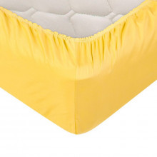 Простыня 180х200 на резинке сатин Желтый