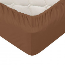 Простыня 160х200 на резинке сатин Коричневый