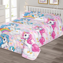 Детское 1.5 сп покрывало 150х215 поплин Карусельки