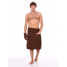 Махровый набор для бани и сауны мужской Коричневый Махровый набор для бани и сауны мужской Коричневый