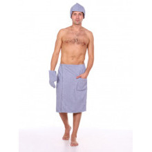 Махровый набор для бани и сауны мужской Светло-серый Махровый набор для бани и сауны мужской Светло-серый