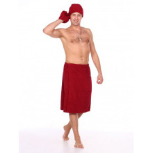 Махровый набор для бани и сауны мужской Бордовый вид 1 Махровый набор для бани и сауны мужской Бордовый вид 1