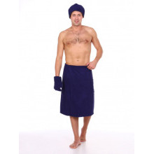 Махровый набор для бани и сауны мужской Темно-синий Махровый набор для бани и сауны мужской Темно-синий