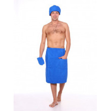 Махровый набор для бани и сауны мужской Синий Махровый набор для бани и сауны мужской Синий