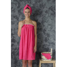 Махровый набор для бани и сауны женский Малиновый Махровый набор для бани и сауны женский Малиновый