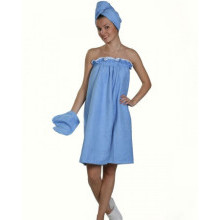 Махровый набор для бани и сауны женский Голубой Махровый набор для бани и сауны женский Голубой