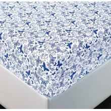 Простыня 120х200 на резинке трикотажная Мотылек