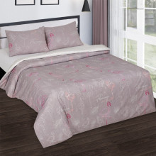 Постельное белье евро поплин (нав. 50х70) Фламинго