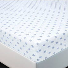Простыня 200х200 на резинке трикотажная Звезды голубые