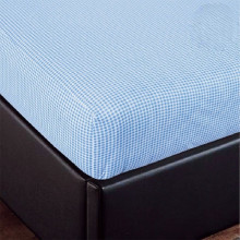 Простынь 60х120 на резинке трикотажная Клетка голубая