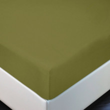 Простыня 120х200 на резинке трикотажная Олива