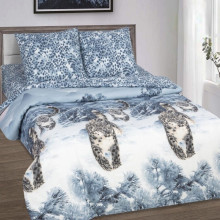 Постельное белье 1,5сп поплин Снежный барс